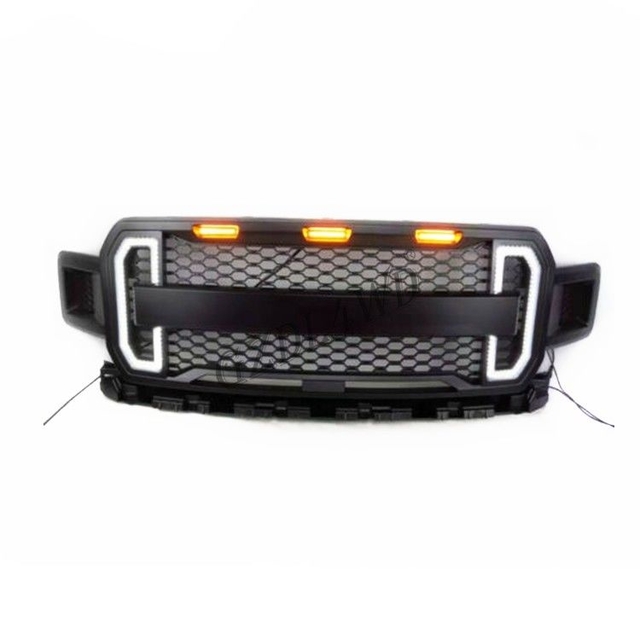 2018 2019 Ford Raptor F150 Mesh Grille With DRL Lights Netrual Packing